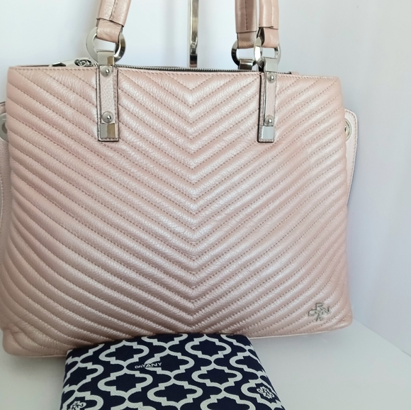 🔵 orYANY Pebble Leather Convertible Tote Bag - Metallic Pink Brand New - Picture 10 of 12